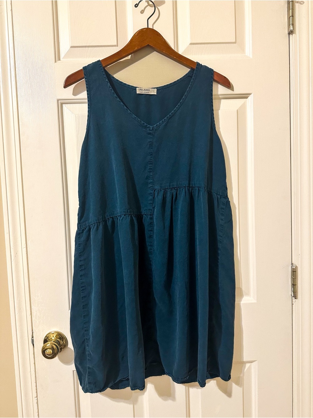 LA Relaxed Evie Dress in Deep Peacock Blue / Teal
